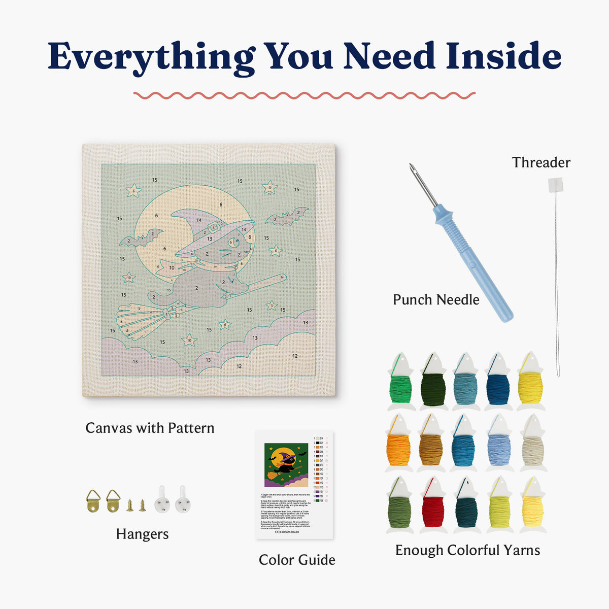Witch Cat Punch Needle Kit