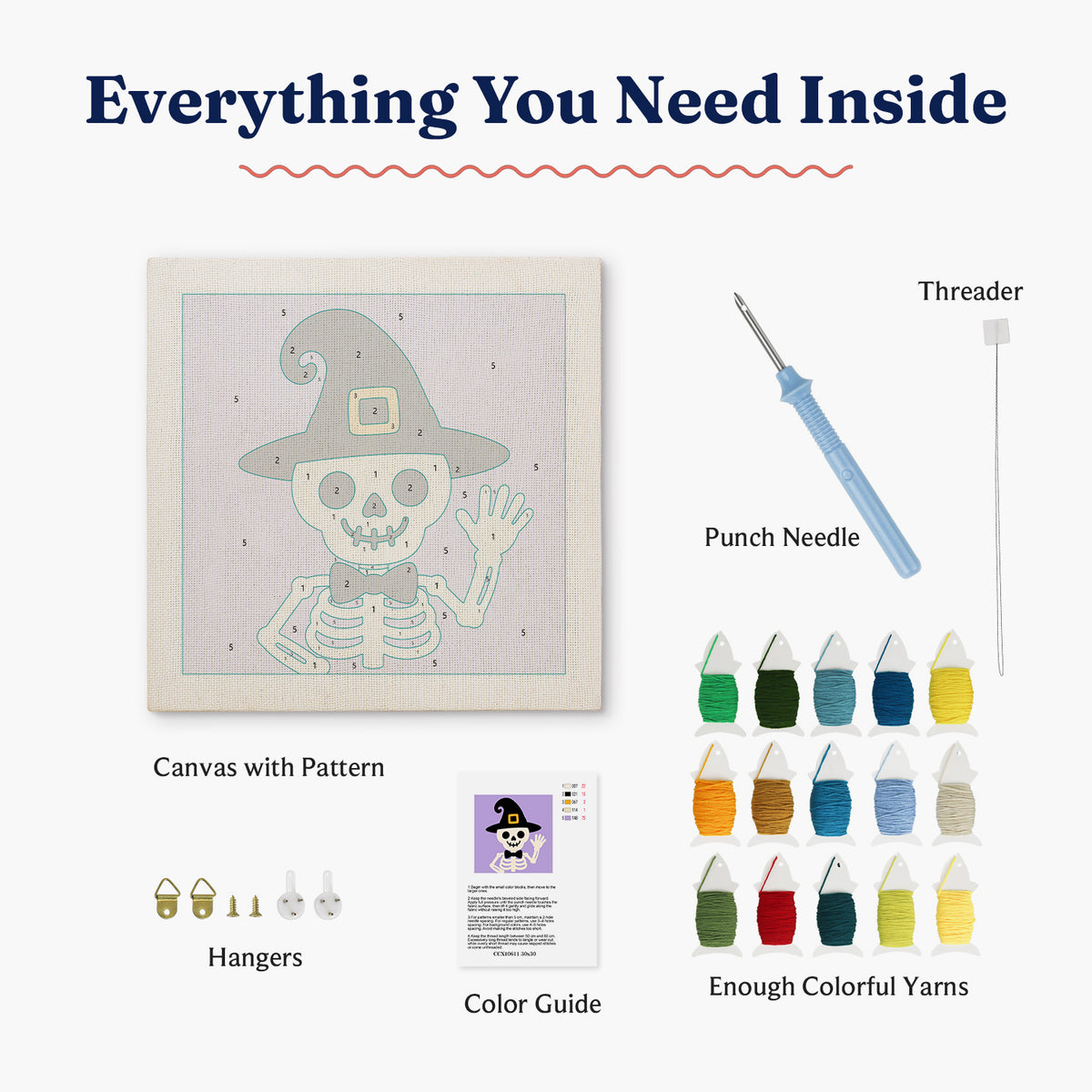 Dapper Skeleton Punch Needle Kit
