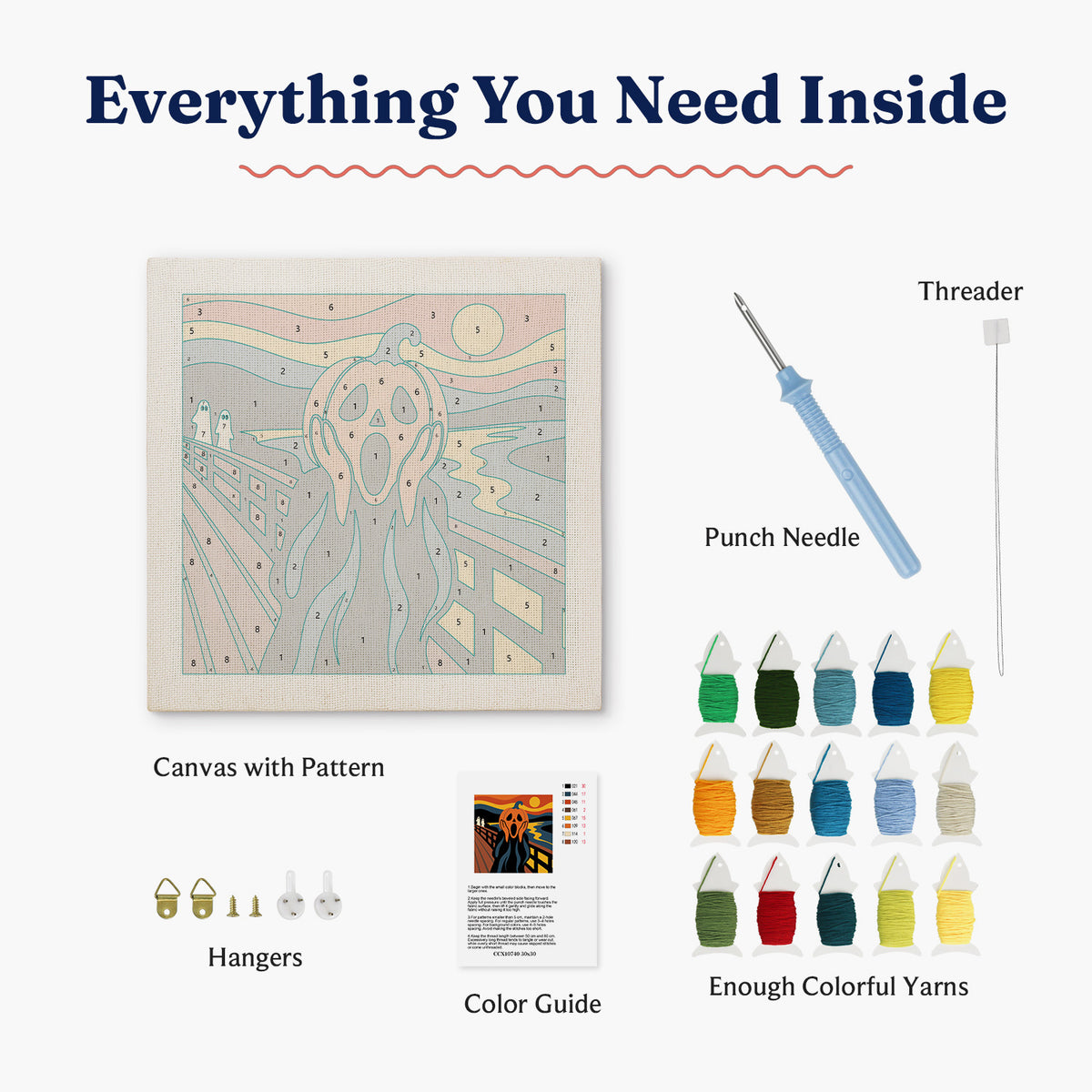 Screaming Pumpkin Punch Needle Kit