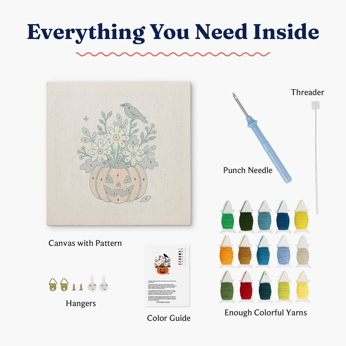 Crow Pumpkin Punch Needle Kit