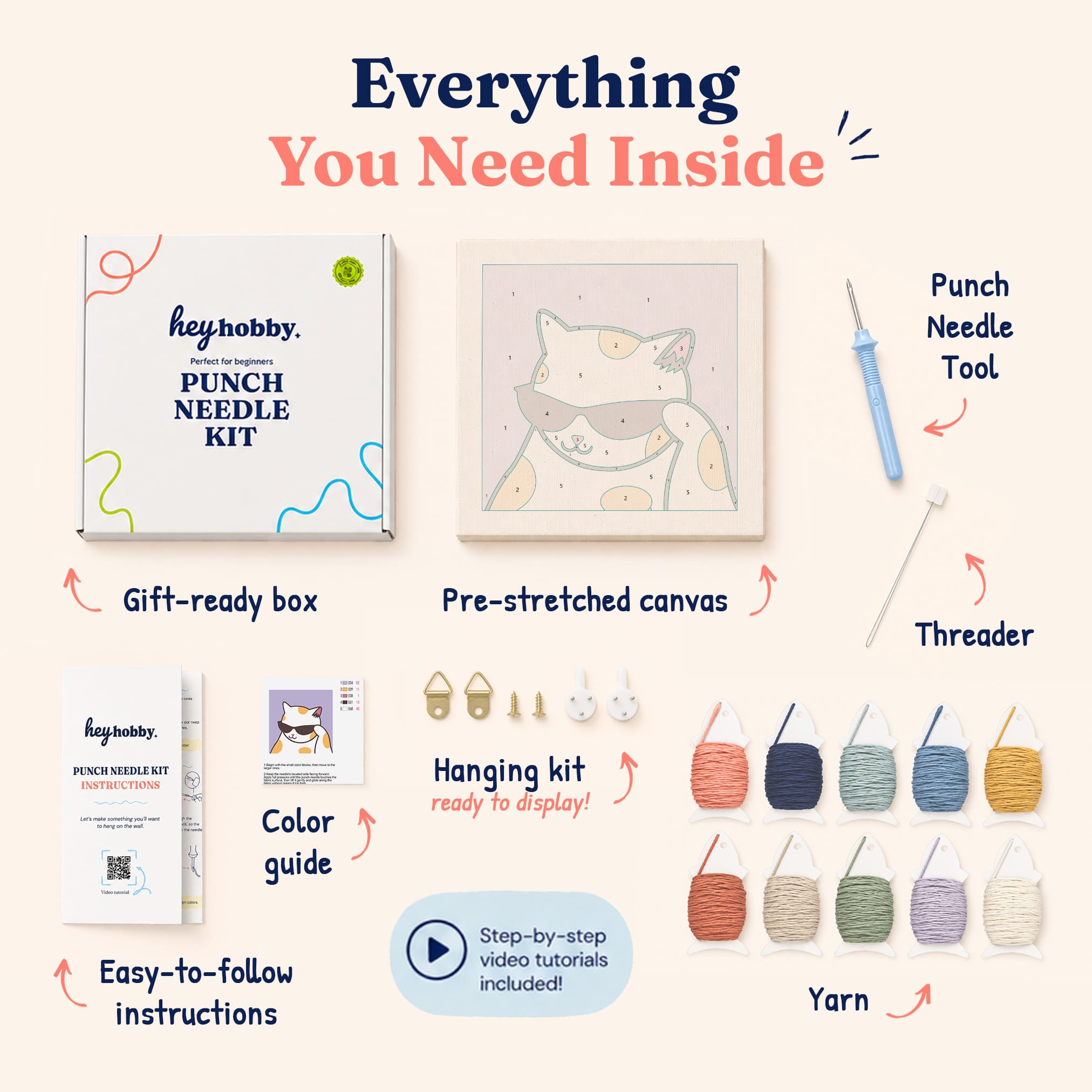 Cool Cat Punch Needle Kit