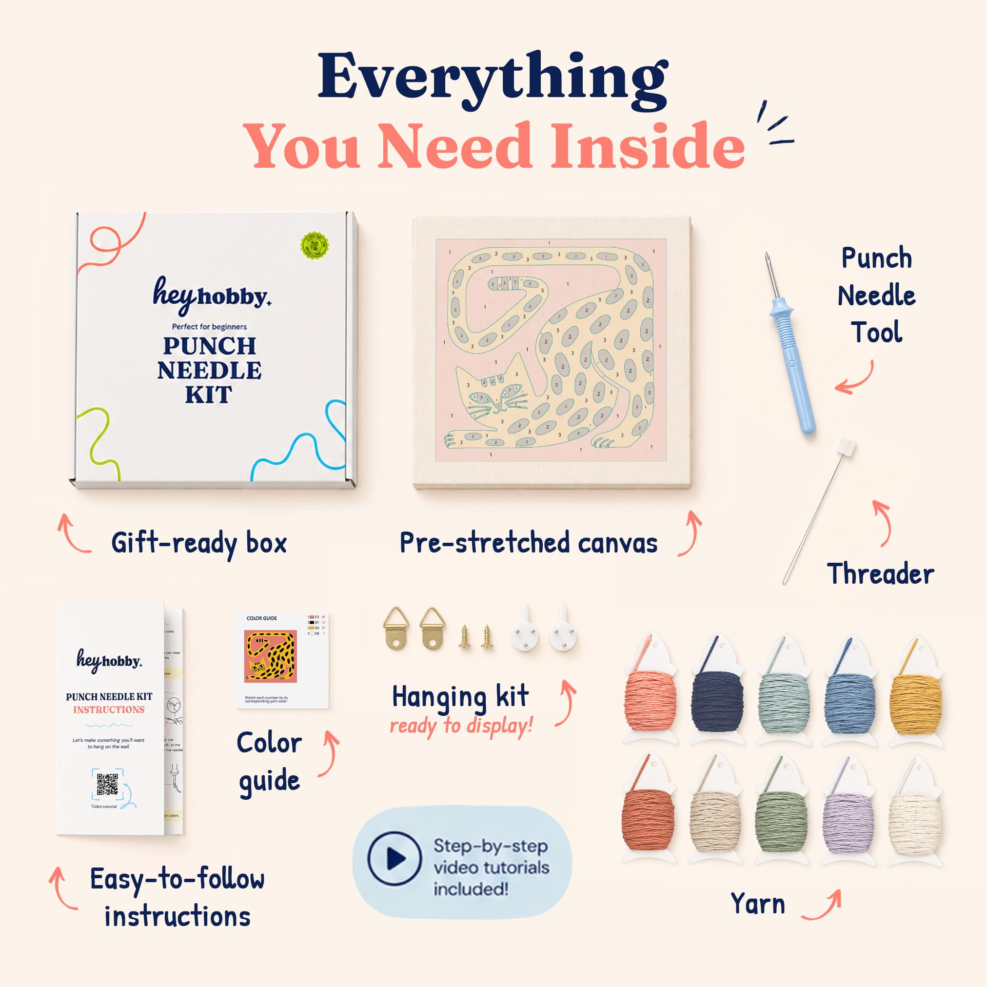 Leopard Punch Needle Kit
