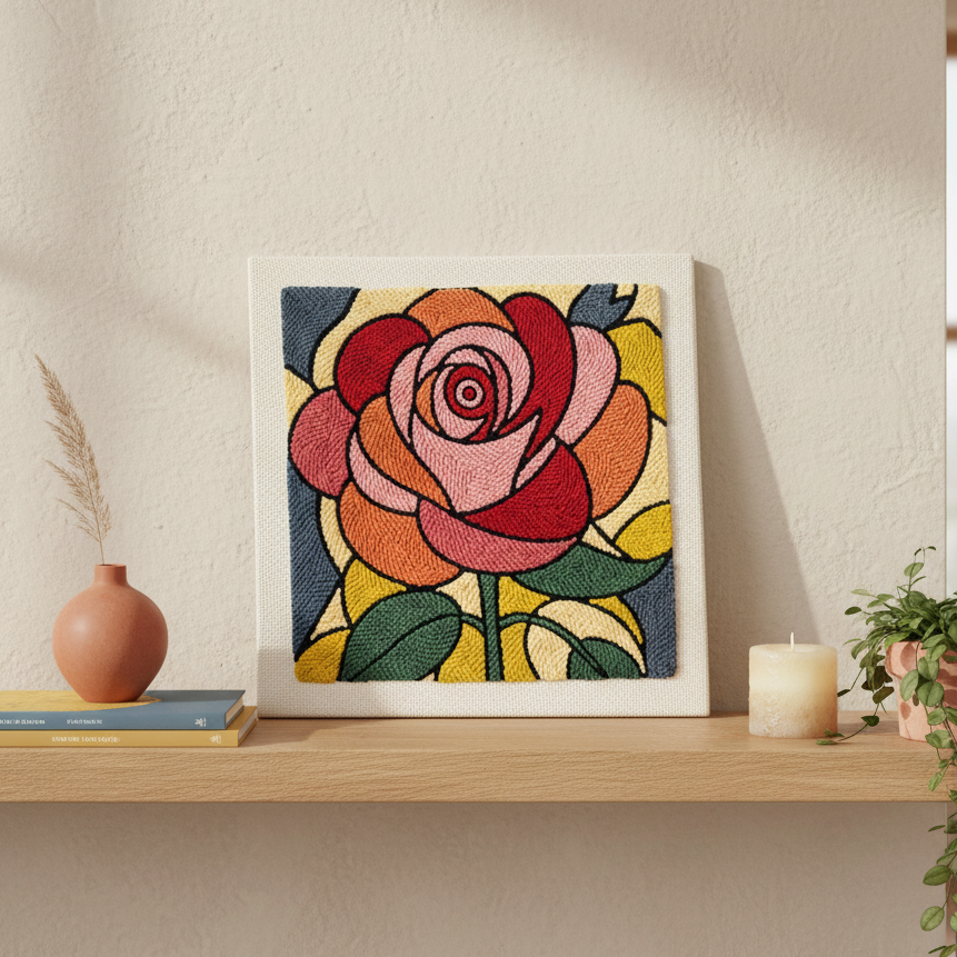 Stained Rose Punch Needle Kit