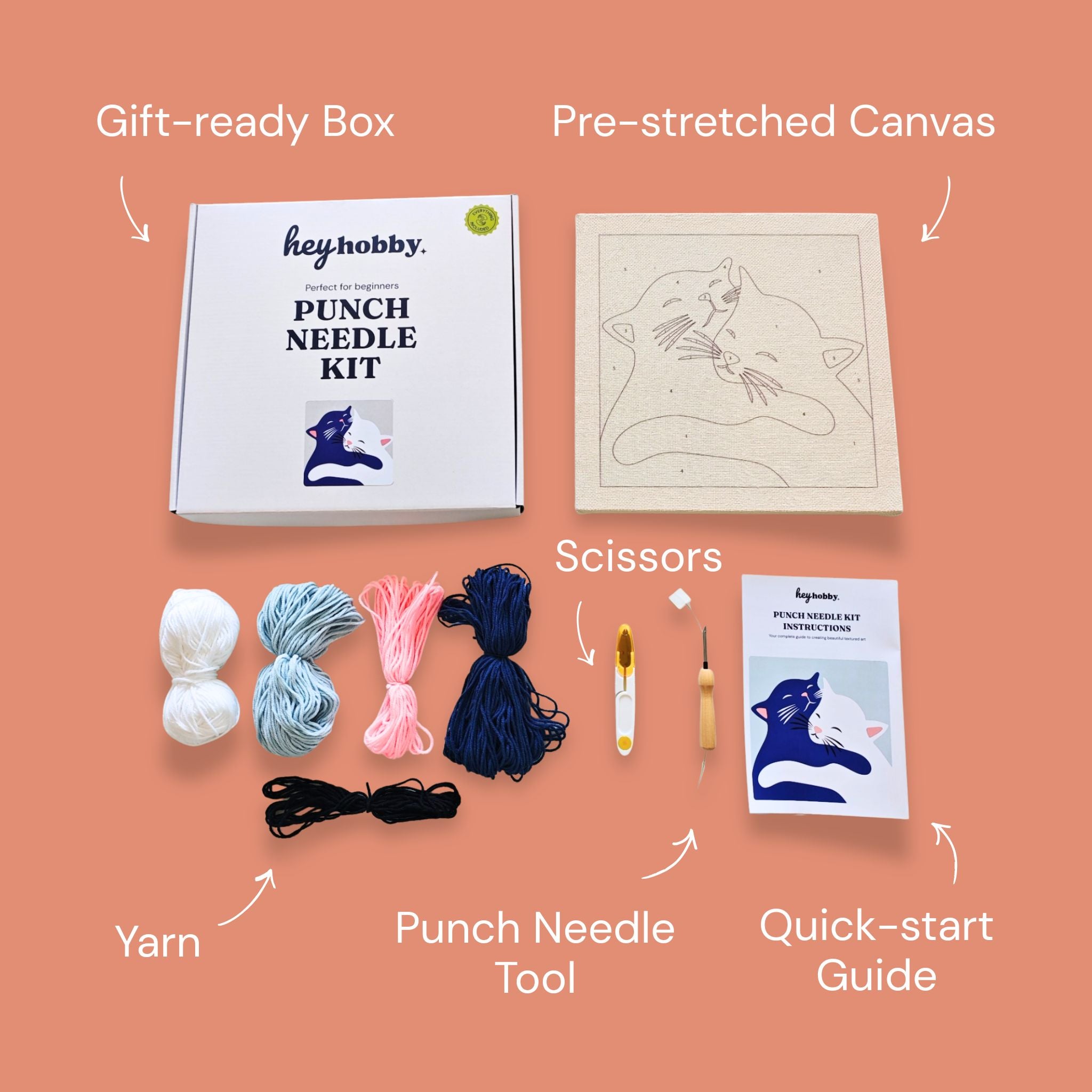 Cat Cuddles Punch Needle Kit