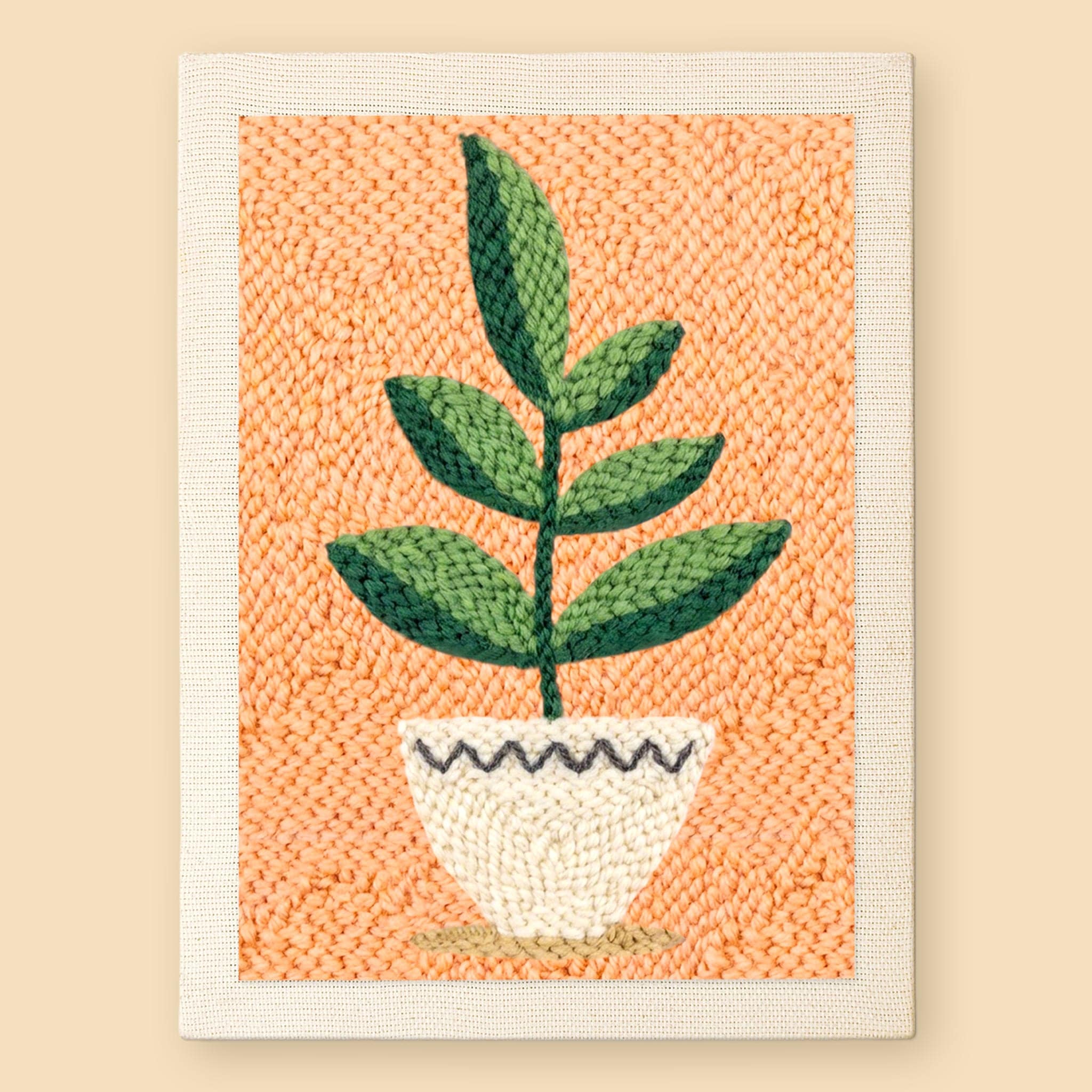 HeyHobby Calm Leaves Punch Needle Kit for DIY embroidery, featuring colorful fabric and punch needle tools for crafting detailed leaf designs.