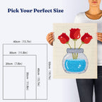 HeyHobby Tulip Trio Punch Needle Kit DIY kit with colorful yarns and fabric for creating floral punch needle embroidery.