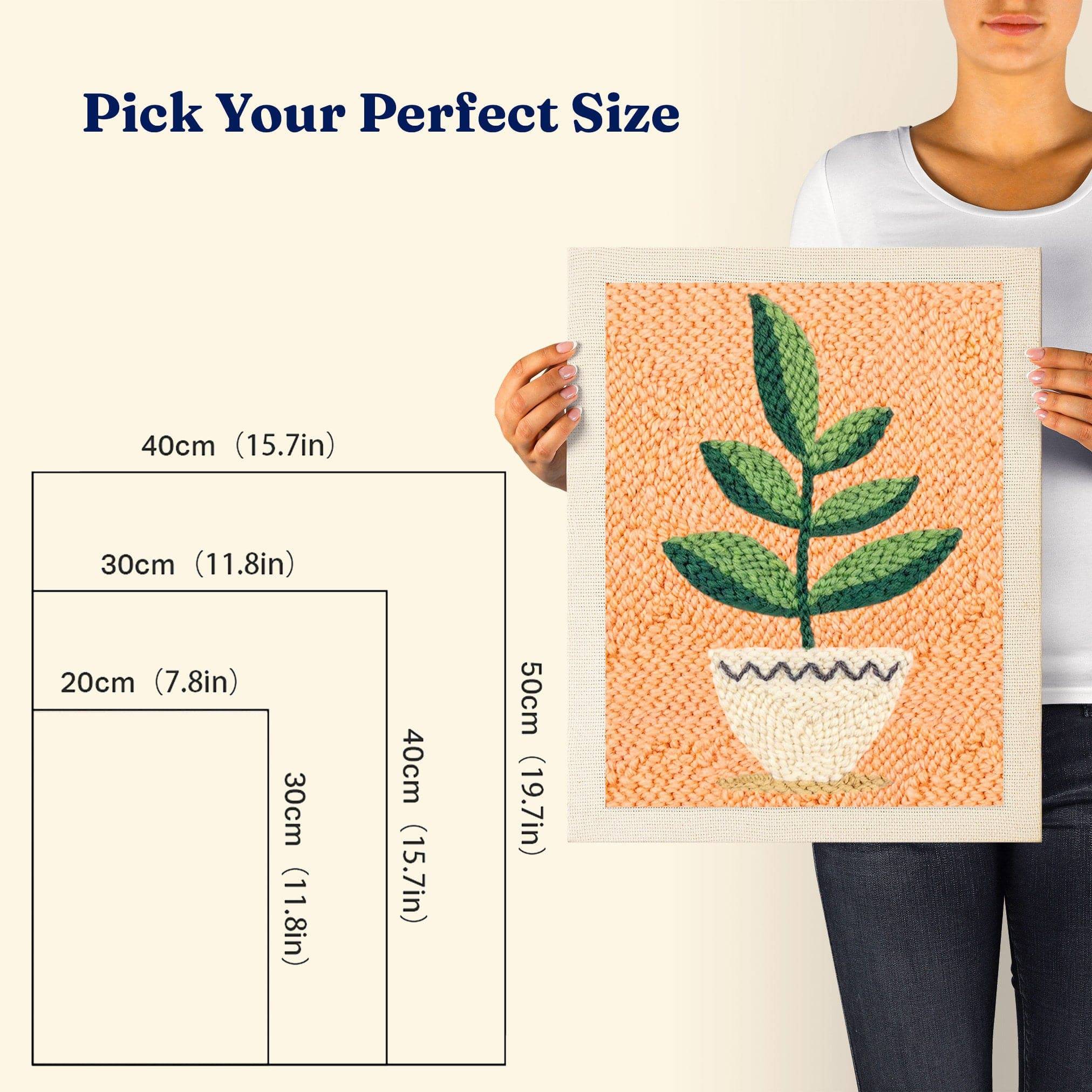 Calm Leaves Punch Needle Kit by HeyHobby featuring colorful fabric leaves and punch needle tools for DIY embroidery projects.