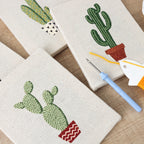 Desert Delight 4-Piece Punch Needle Set DIY Kit by HeyHobby, includes colorful punch needle tools and fabric for embroidery projects.