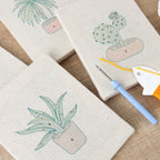 Lemon Grove 4-piece punch needle set by HeyHobby in a DIY craft kit with punch needles and embroidery hoops.