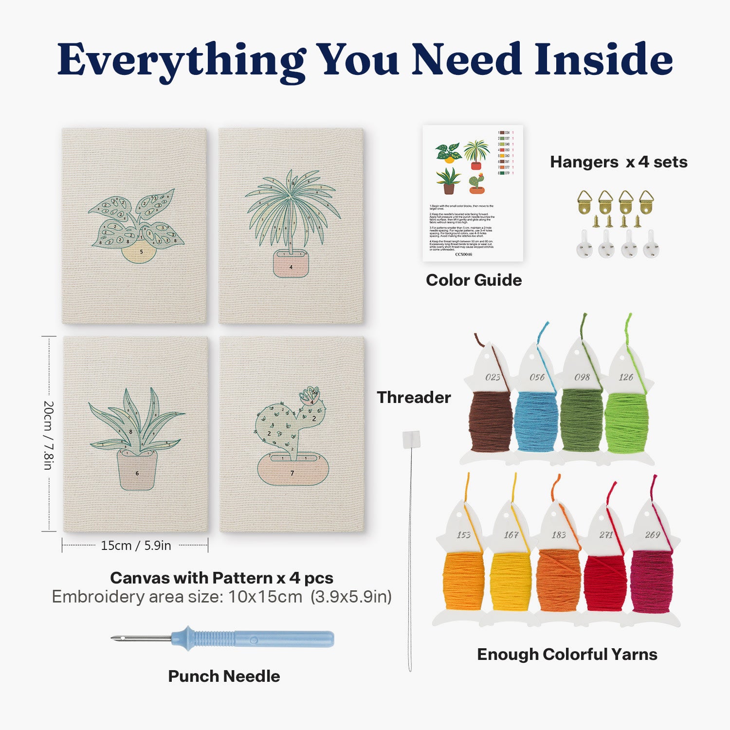 Lemon Grove 4-Piece Punch Needle DIY Kit by HeyHobby with colorful punch needle tools and fabric for embroidery projects