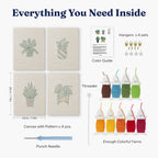 HeyHobby Plant Harmony 4-Piece Punch Needle Set DIY kit with colorful punch needle tools and accessories for crafting plant-themed embroidery.