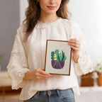 HeyHobby Tranquil Greens 4-Piece Punch Needle Set DIY kit with colorful punch needles and tools for textile craft projects.