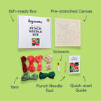Tropical Blooms Punch Needle Kit by HeyHobby, DIY embroidery kit featuring colorful floral design and punch needle tools.