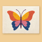 HeyHobby Butterfly Whimsy Punch Needle Kit DIY kit with colorful punch needle embroidery supplies for crafting butterfly designs.