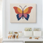 HeyHobby Butterfly Whimsy Punch Needle Kit for DIY embroidery, showing colorful butterfly design and punch needle tools.