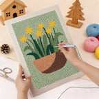 Spring Daffodils Punch Needle Kit by HeyHobby, DIY embroidery kit featuring bright daffodil designs on craft fabric.