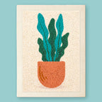 HeyHobby Tranquil Leaf Punch Needle Kit for DIY embroidery, featuring a small leaf design on a 7.8x11.8cm fabric.