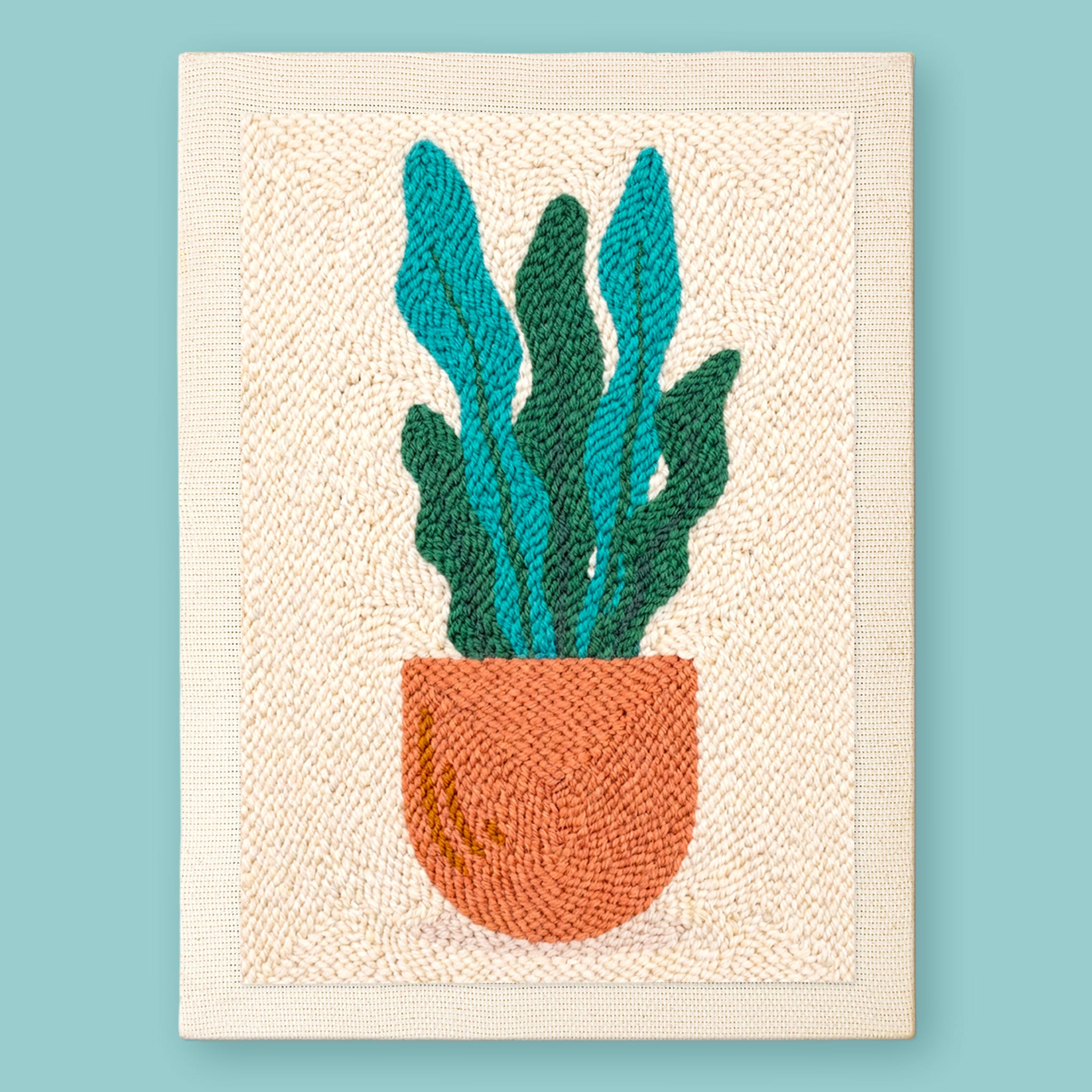 HeyHobby Tranquil Leaf Punch Needle Kit for DIY embroidery, featuring a small leaf design on a 7.8x11.8cm fabric.