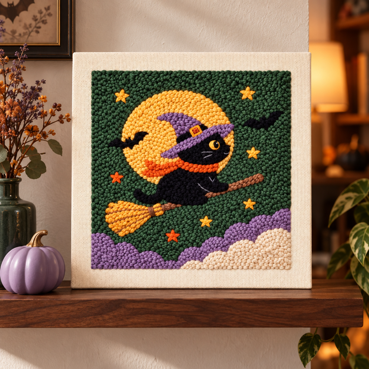 Witch Cat Punch Needle Kit