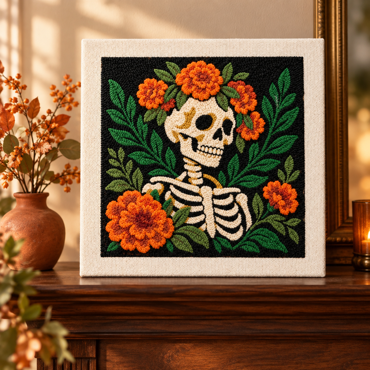 Marigold Skull Punch Needle Kit