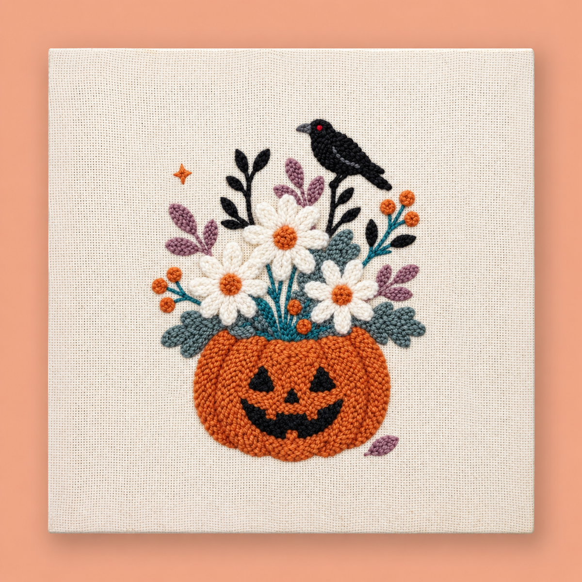 Crow Pumpkin Punch Needle Kit